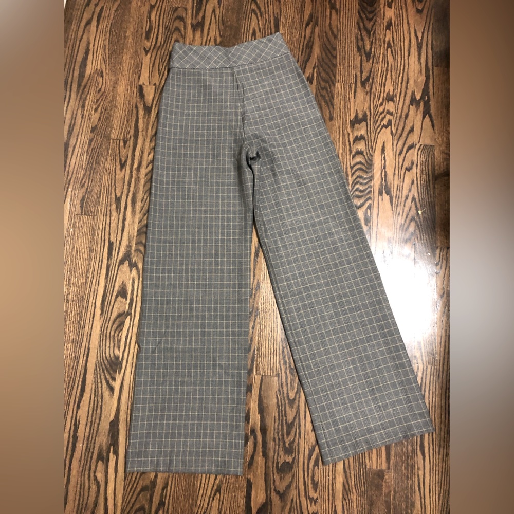 THINK BELIEVE super high-waisted wide leg houndstooth trousers size S